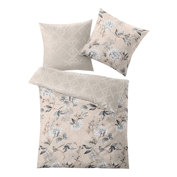 Mako-Satin Bettwäsche Kessia - Baumwolle - Taupe - 155 x 220 cm