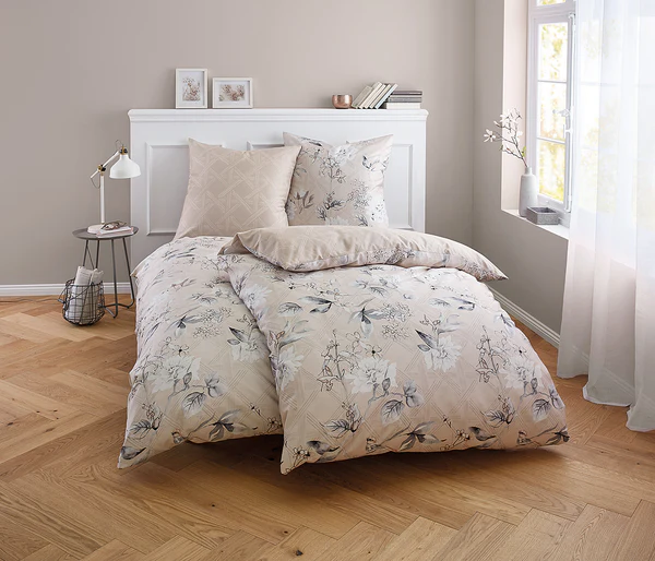 Mako-Satin Bettwäsche Kessia - Baumwolle - Taupe - 155 x 220 cm - Image 2