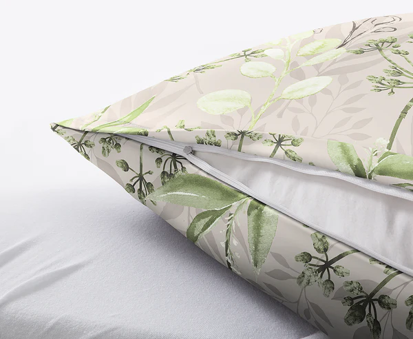 Mako-Satin Bettwäsche Lukardis - Baumwolle - Olivgrün / Beige - 155 x 220 cm - Image 3