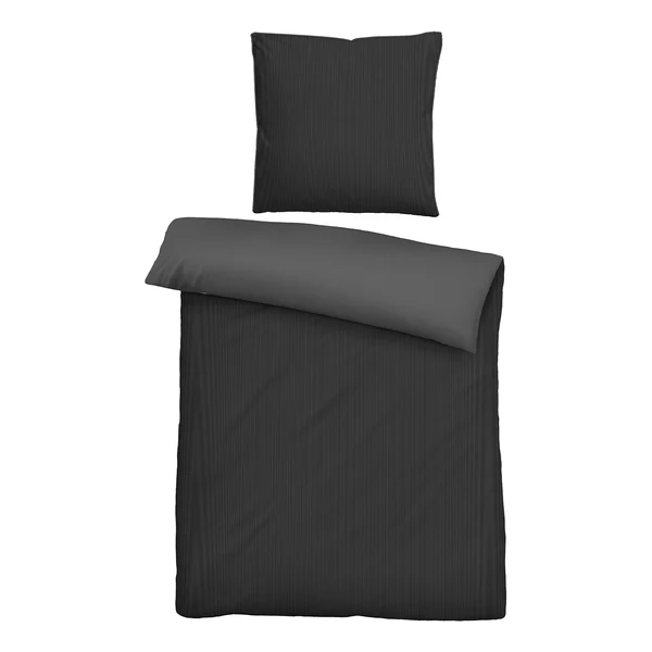 Mako Satin Bettwäsche Papis - Baumwolle - Anthrazit - 155 x 220 cm + Kissen 80 x 80 cm