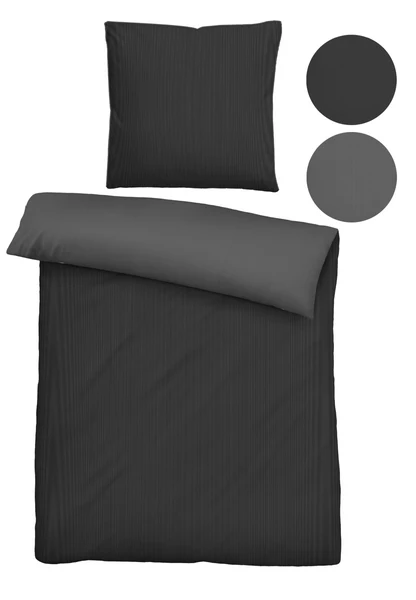 Mako Satin Bettwäsche Papis - Baumwolle - Anthrazit - 155 x 220 cm + Kissen 80 x 80 cm - Image 3