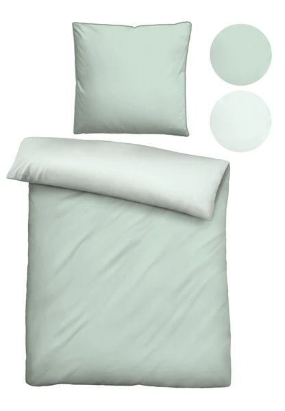 Mako Satin Bettwäsche Papis - Baumwolle - Mintgrün - 155 x 220 cm + Kissen 80 x 80 cm - Image 5