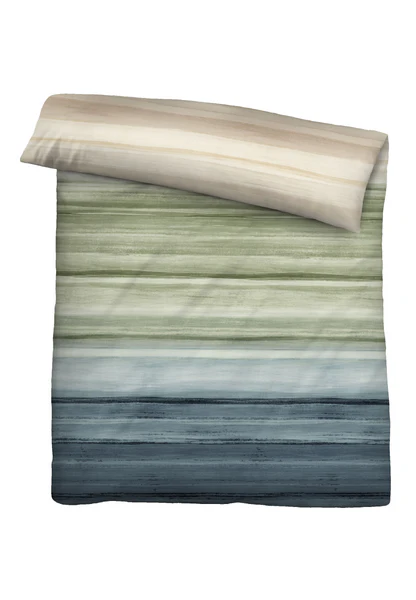 Mako-Satin Bettwäsche Saes - Baumwolle - Grün / Blau - 155 x 200 cm + Kissen 80 x 80 cm - Image 5