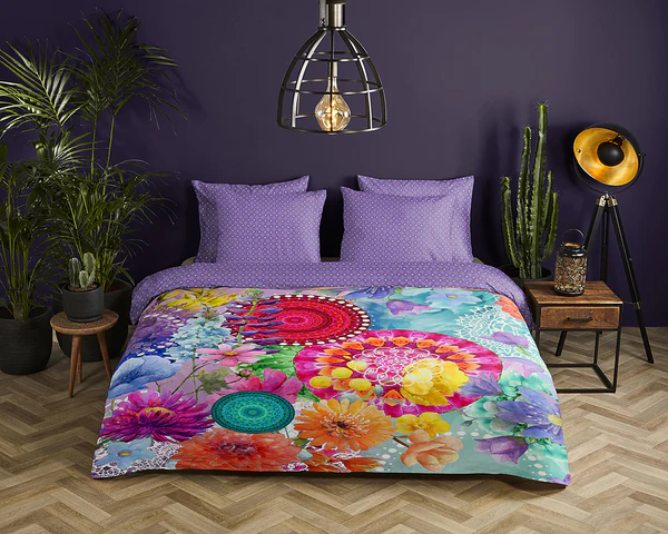 Mako-Satin-Bettwäsche Vitori - Baumwolle - Mehrfarbig - 140 x 200 cm + Kissen 90 x 70 cm - Image 2