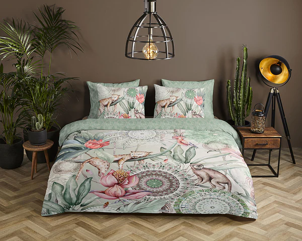 Mako-Satin-Bettwäsche Wayan - Baumwolle - Mintgrün - 240 x 200/220 cm + 2 Kissen 70 x 60 cm - Image 2