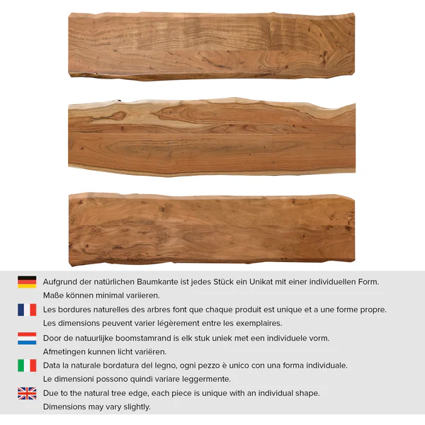 Massive Baumkanten-Bankplatte KAPRA - Akazie massiv - Akazie Braun - Breite: 140 cm - Image 3