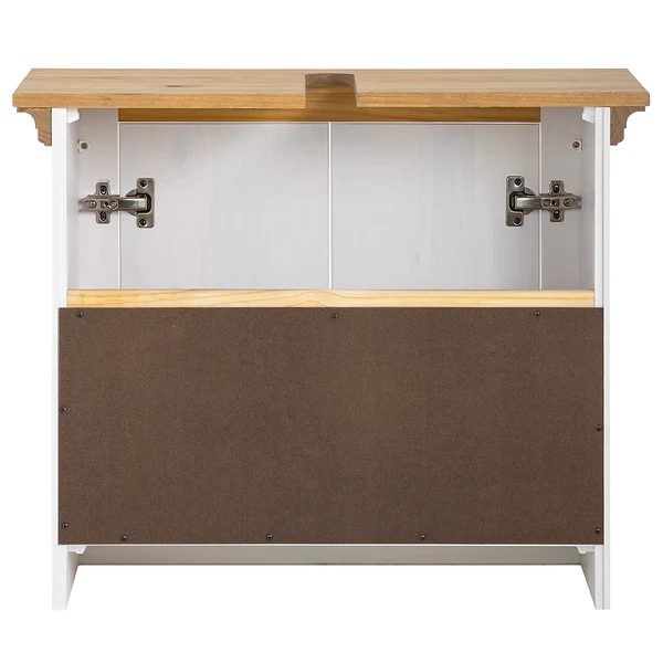 Massiver Waschbeckenunterschrank Lyngby - Kiefer Weiß / Kiefer - Image 9