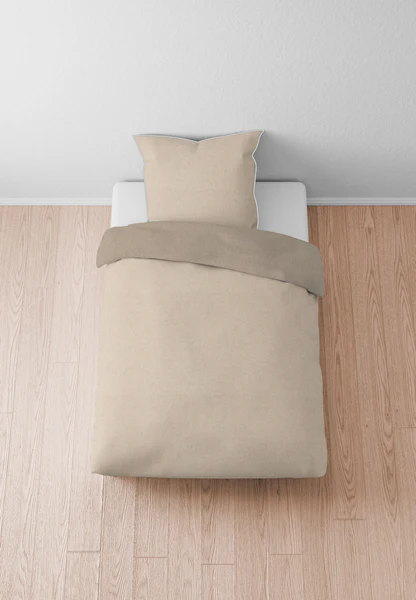 Melange-Flanell Bettwäsche Zordo - Beige - 135 x 200 cm + Kissen 80 x 80 cm - Image 2