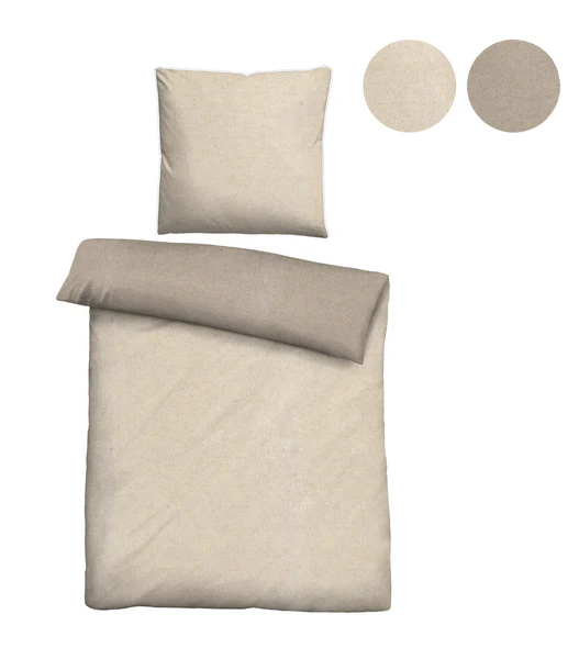 Melange-Flanell Bettwäsche Zordo - Beige - 135 x 200 cm + Kissen 80 x 80 cm - Image 5