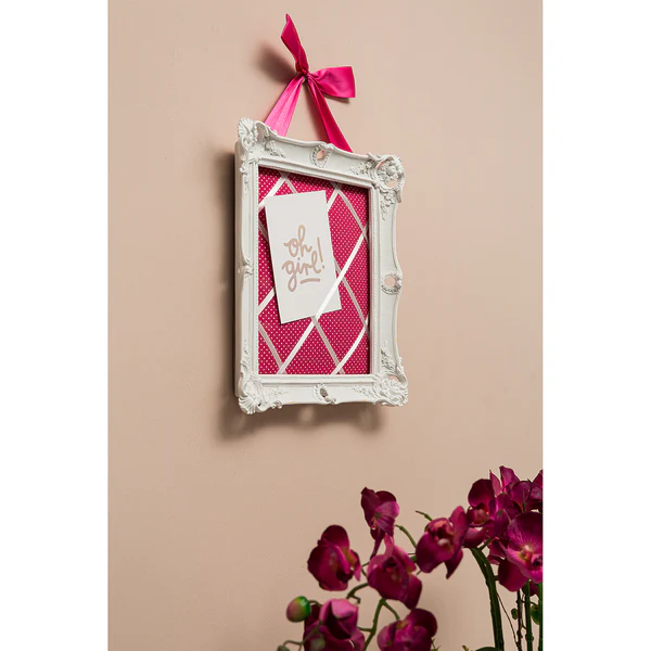 Memo Board Justina - Polyresin - Weiß / Pink - Image 3