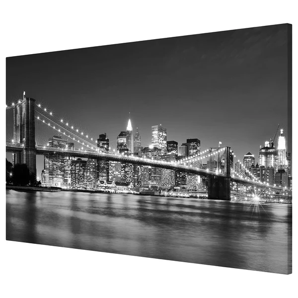 Memoboard Nighttime Manhattan Bridge II - Stahl / Vinyl-Spezialfolie - Schwarz / Weiß - 90 x 60 cm - Image 2