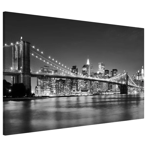 Memoboard Nighttime Manhattan Bridge II - Stahl / Vinyl-Spezialfolie - Schwarz / Weiß - 90 x 60 cm - Image 4