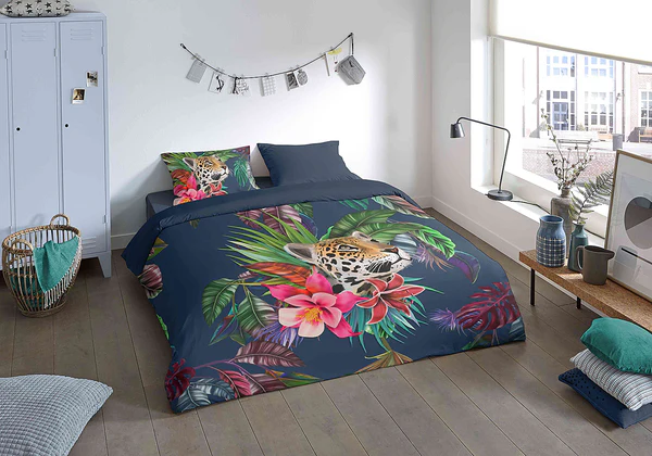 Microfaser Bettwäsche Wild - Microfaser - Multicolor / Blau - 200 x 200 cm + 2 Kissen 70 x 60 cm - Image 2