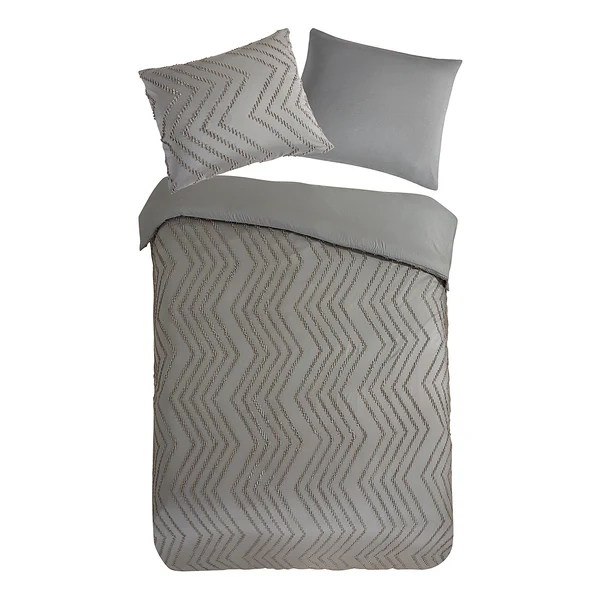 Microfaser Bettwäsche Zigzag - Microfaser - Taupe - 140 x 200/220 cm + Kissen 70 x 60 cm