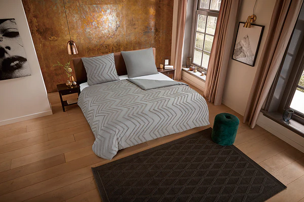 Microfaser Bettwäsche Zigzag - Microfaser - Taupe - 140 x 200/220 cm + Kissen 70 x 60 cm - Image 2