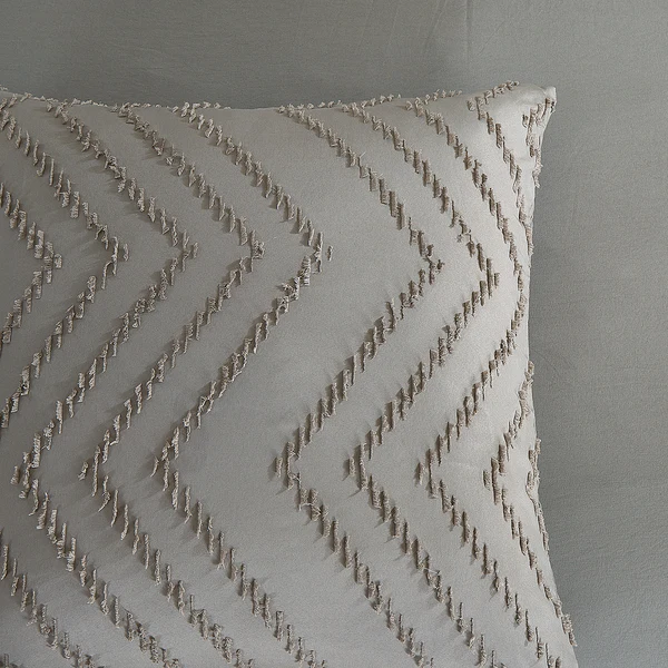 Microfaser Bettwäsche Zigzag - Microfaser - Taupe - 140 x 200/220 cm + Kissen 70 x 60 cm - Image 3