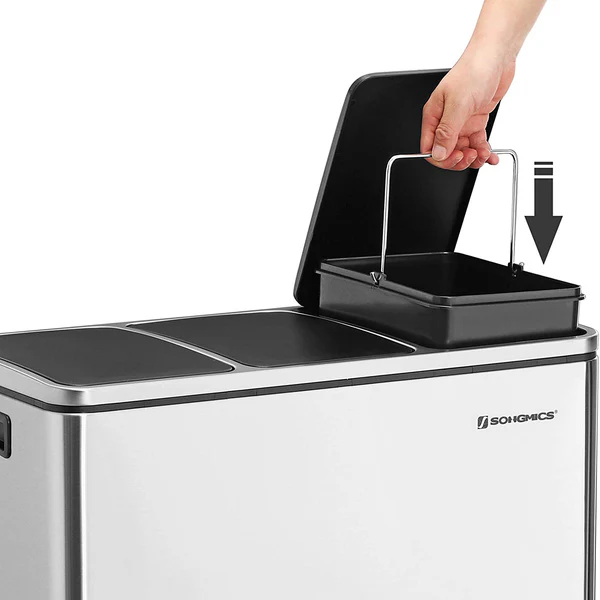 Mülleimer Montferrat II - Stahl / Polypropylen - Silber / Schwarz - Image 4