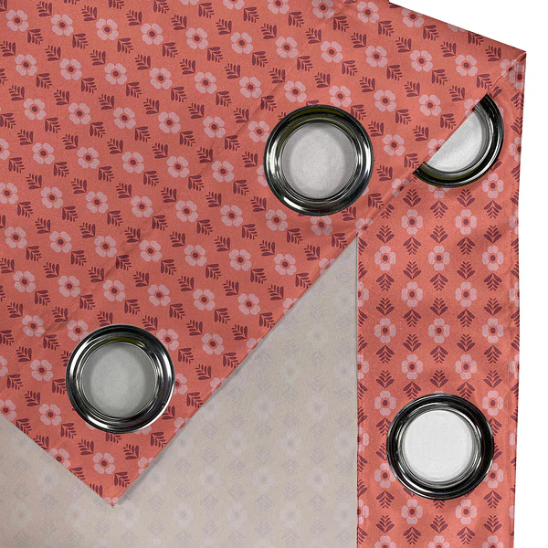 Ösenvorhang Blumen Korallfarbend 2er-Set - Polyester - Koralle - Höhe: 245 cm - Image 2