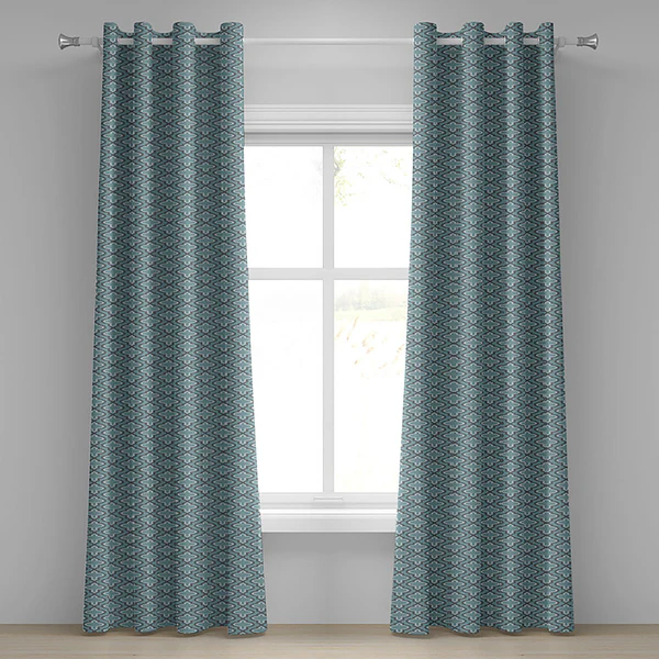 Ösenvorhang Clover 2er-Set - Polyester - Türkis - Höhe: 225 cm