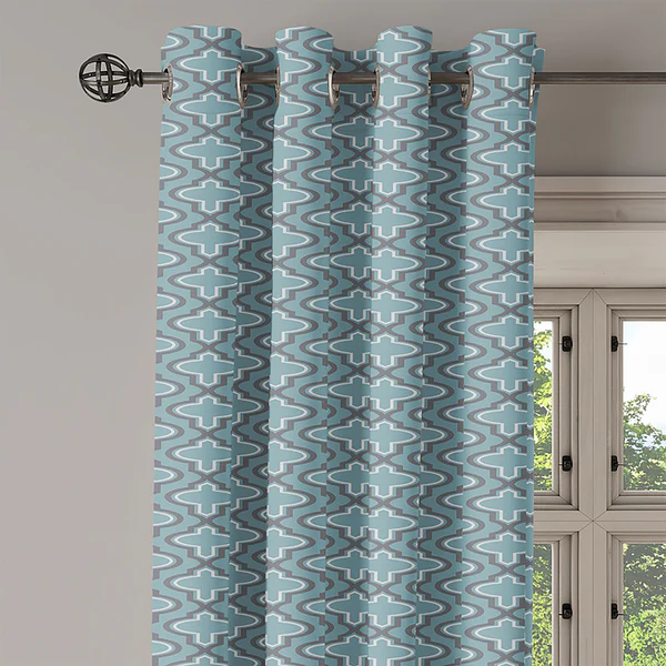 Ösenvorhang Clover 2er-Set - Polyester - Türkis - Höhe: 225 cm - Image 3