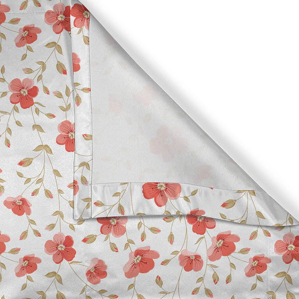 Ösenvorhang Landhaus Blume 2er-Set - Polyester - Weiß / Rot - Höhe: 225 cm - Image 5