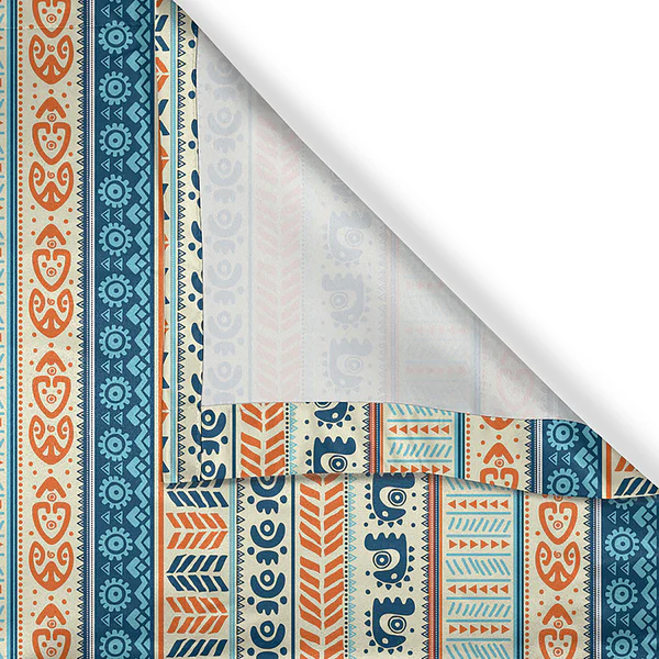 Ösenvorhang Ureinwohner 2er-Set - Polyester - Orange / Blaugrau - Höhe: 260 cm - Image 5