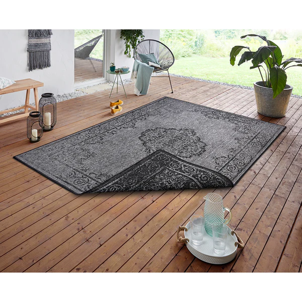 Outdoorteppich Cebu - Polypropylen - Silber / Grau - 80 x 150 cm - Image 2