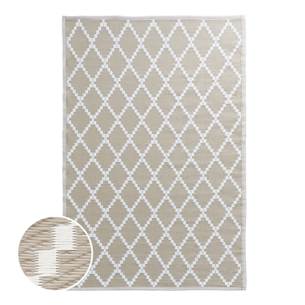 Outdoorteppich COLOUR CLASH Rauten II - Polypropylen - Natur - 118 x 180 cm