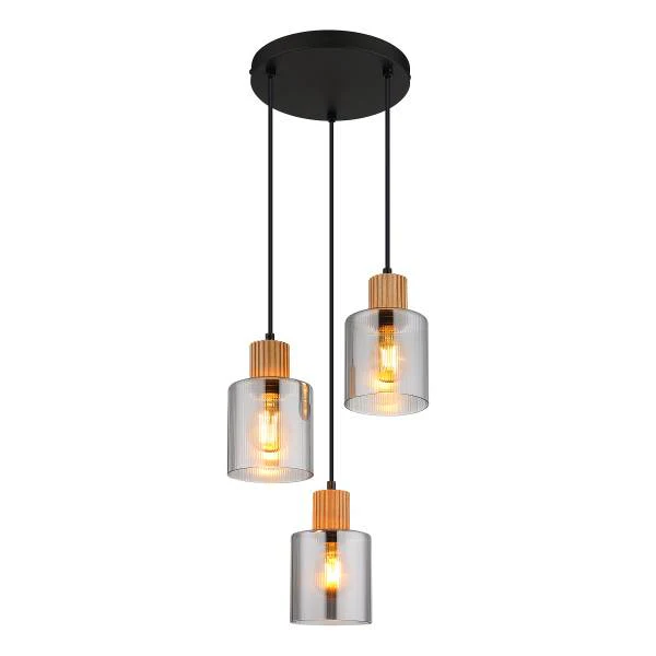 Pendelleuchte Aleidis Typ B - Rauchglas / Eisen - 3-flammig - Image 3