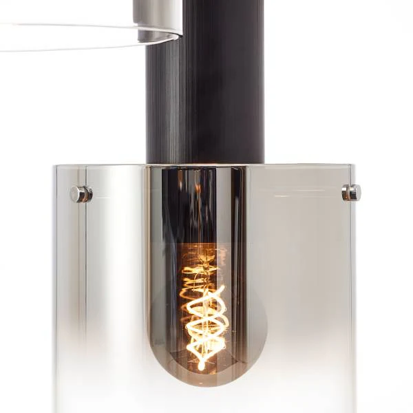 Pendelleuchte Alesund Rund - Aluminium / Rauchglas - Schwarz - 3-flammig - Image 4