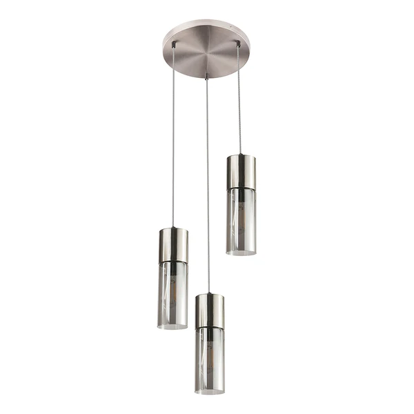 Pendelleuchte Annika Typ A - Farbglas / Eisen - 3-flammig - Silber - Image 4