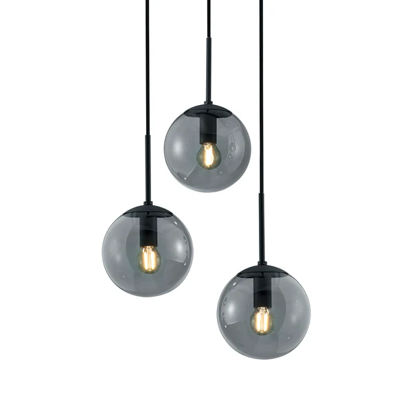 Pendelleuchte Balini I - Glas / Aluminium - 3-flammig - Schwarz