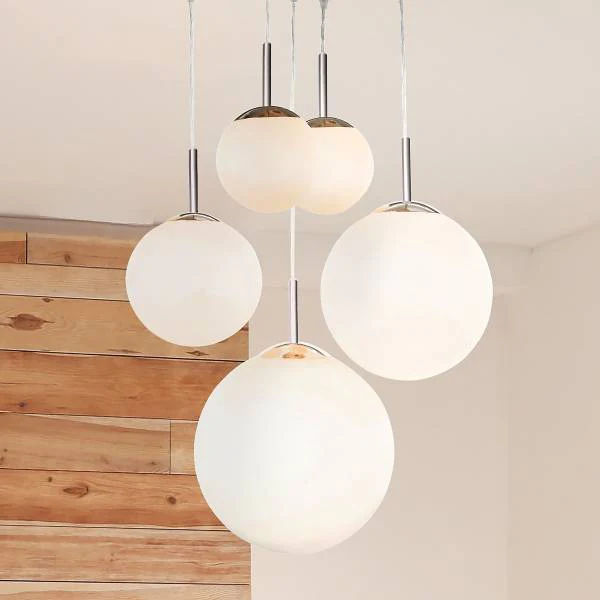Pendelleuchte Balla - Milchglas / Eisen - 5-flammig