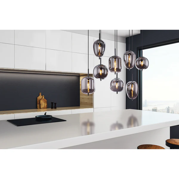 Pendelleuchte Blacky III - Rauchglas / Eisen - 8-flammig - Image 2