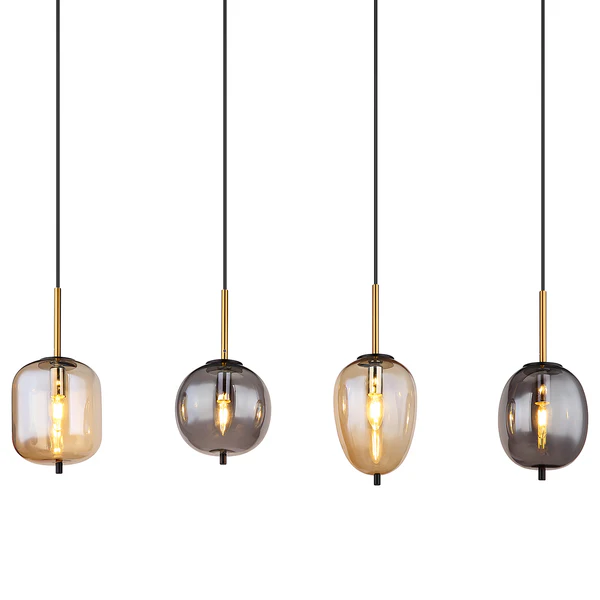 Pendelleuchte Blacky Typ A - Farbglas / Eisen - 4-flammig