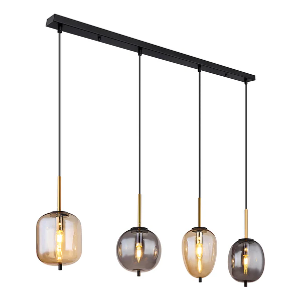 Pendelleuchte Blacky Typ A - Farbglas / Eisen - 4-flammig - Image 2