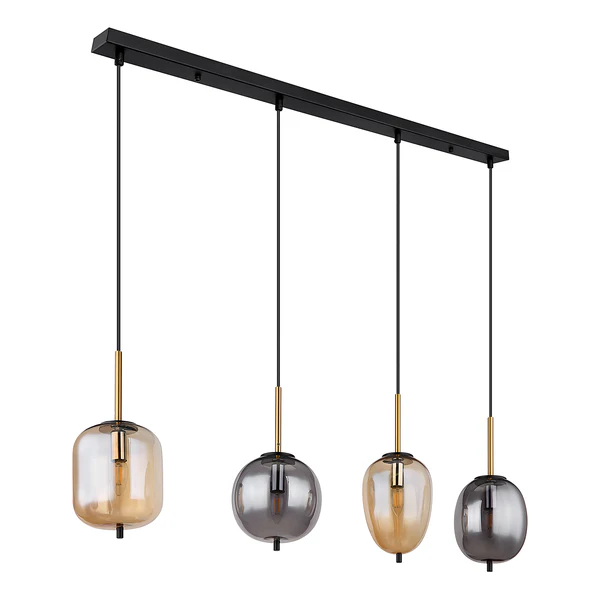 Pendelleuchte Blacky Typ A - Farbglas / Eisen - 4-flammig - Image 3