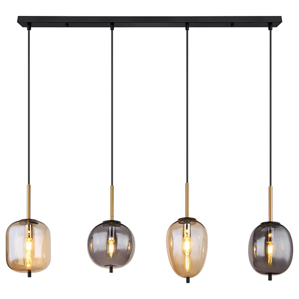 Pendelleuchte Blacky Typ A - Farbglas / Eisen - 4-flammig - Image 4
