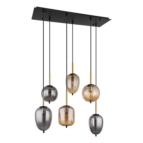 Pendelleuchte Blacky Typ B - Farbglas / Eisen- 6-flammig - Image 2