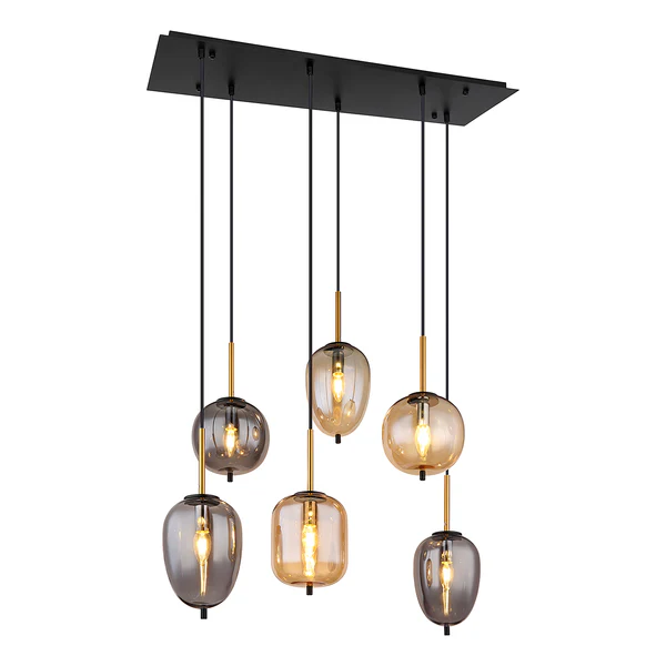 Pendelleuchte Blacky Typ B - Farbglas / Eisen- 6-flammig - Image 3