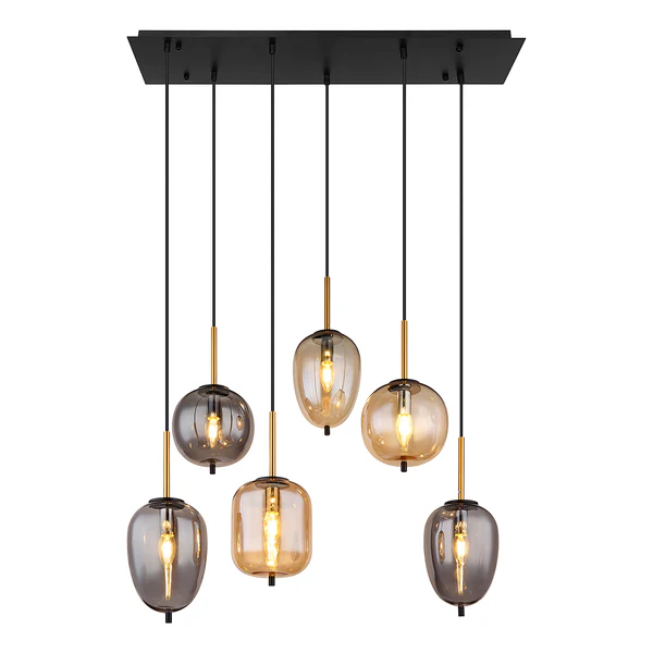 Pendelleuchte Blacky Typ B - Farbglas / Eisen- 6-flammig - Image 4