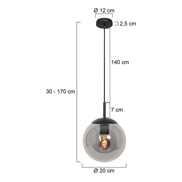 Pendelleuchte Bollique 1-flammig - Aluminium - Schwarz - Image 12