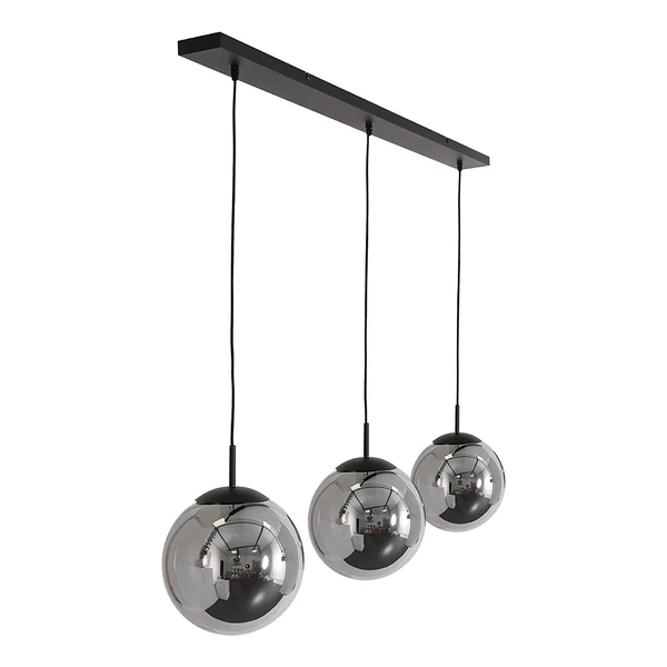 Pendelleuchte Bollique 3-flammig - Eisen / Rauchglas - Schwarz - 3-flammig - Image 3