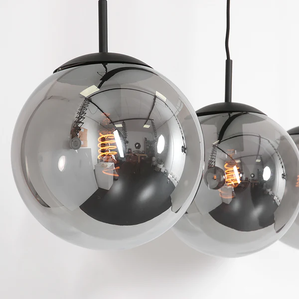 Pendelleuchte Bollique 3-flammig - Eisen / Rauchglas - Schwarz - 3-flammig - Image 4
