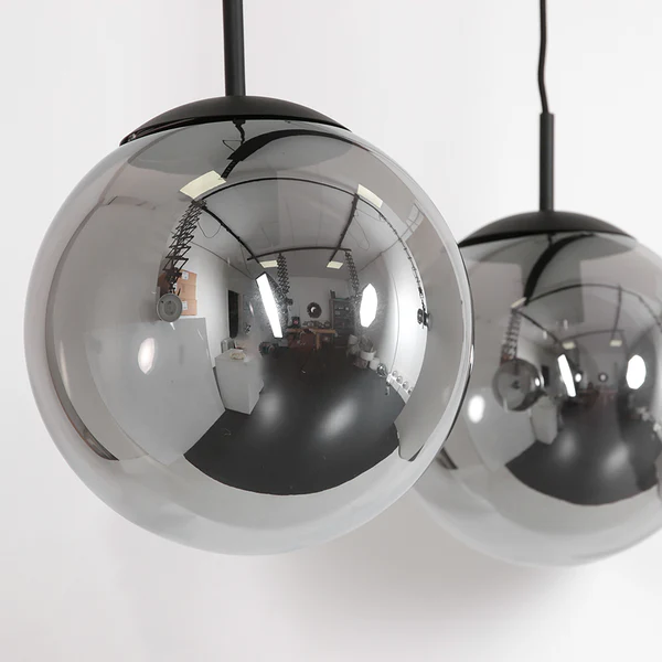 Pendelleuchte Bollique 3-flammig - Eisen / Rauchglas - Schwarz - 3-flammig - Image 5