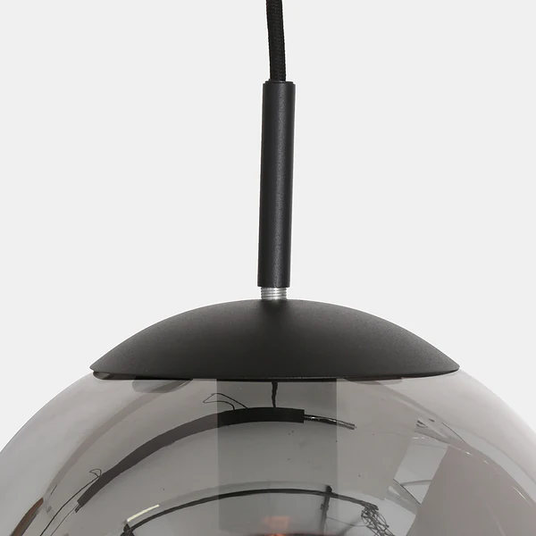Pendelleuchte Bollique 3-flammig - Eisen / Rauchglas - Schwarz - 3-flammig - Image 7