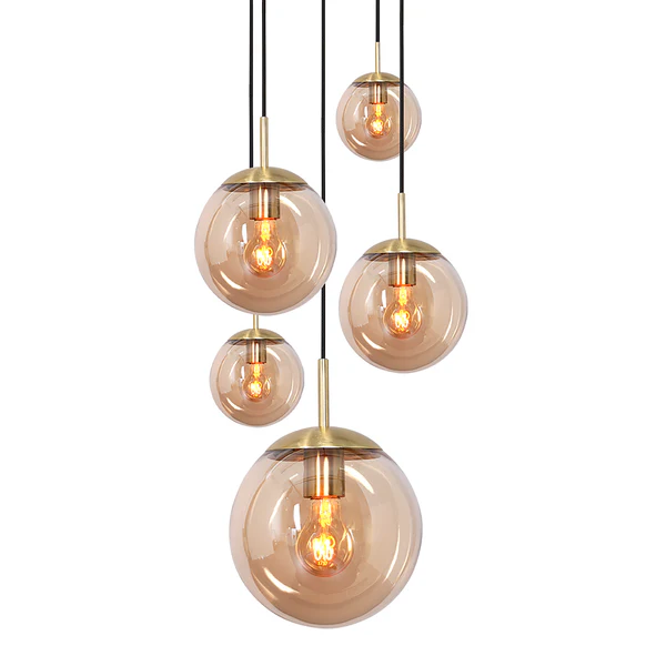 Pendelleuchte Bollique 5-flammig - Aluminium - Messing