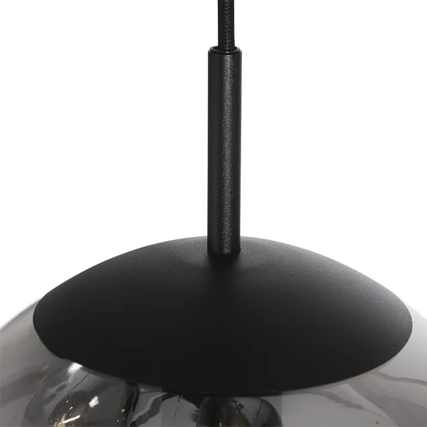 Pendelleuchte Bollique 5-flammig - Rauchglas / Aluminium - Schwarz - Image 4