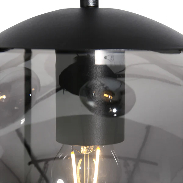 Pendelleuchte Bollique 5-flammig - Rauchglas / Aluminium - Schwarz - Image 5