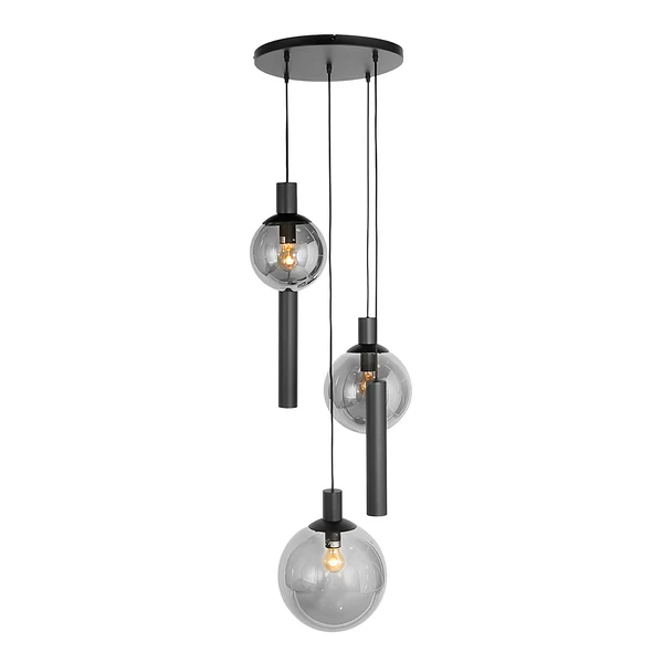 Pendelleuchte Bollique 5-flammig Rund - Aluminium / Rauchglas - Schwarz - Image 3